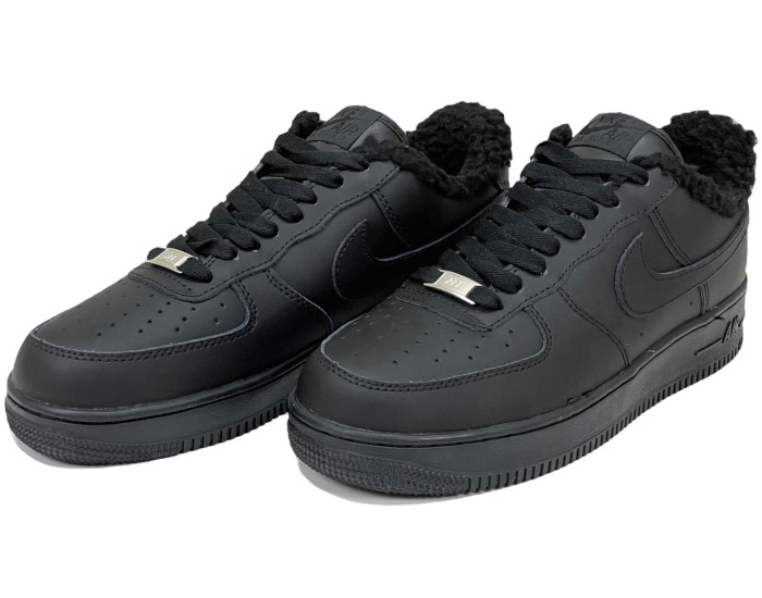 Nike Air Force 1 Low All Black с мехом
