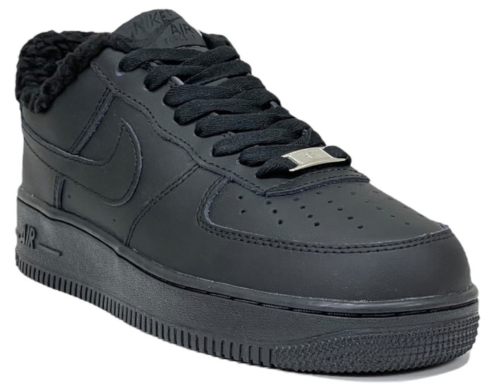 Nike Air Force 1 Low All Black с мехом
