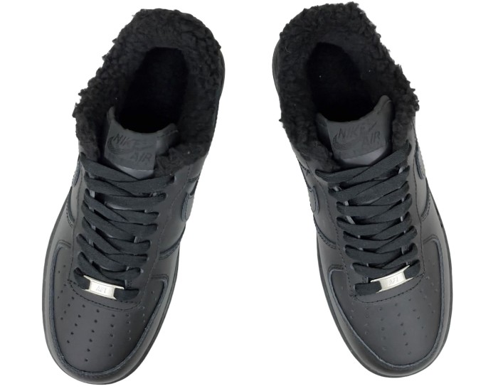 Nike Air Force 1 Low All Black с мехом
