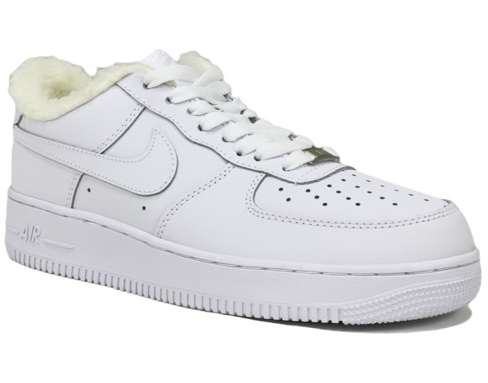 Nike Air Force 1 Low All White с мехом