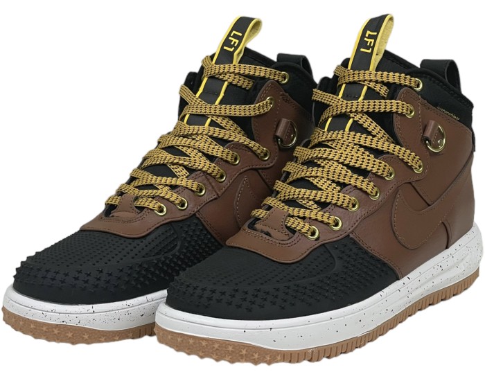 Nike Lunar Force 1 Duckboot Black Deep Wood с мехом