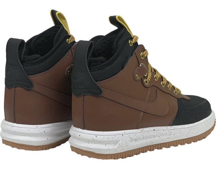 Nike Lunar Force 1 Duckboot Black Deep Wood с мехом