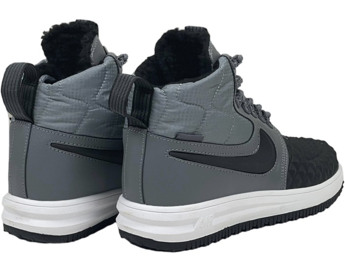 Nike Lunar Force 1 Duckboot Black Grey с мехом