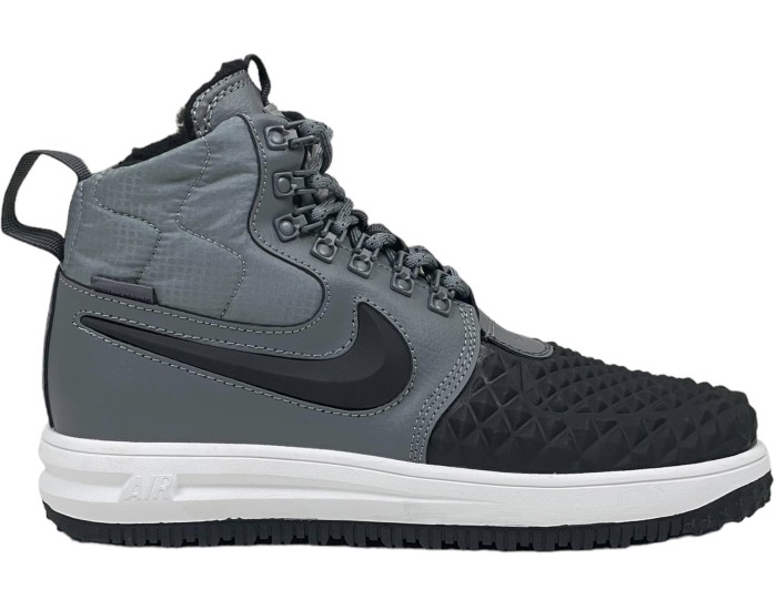 Nike Lunar Force 1 Duckboot Black Grey с мехом