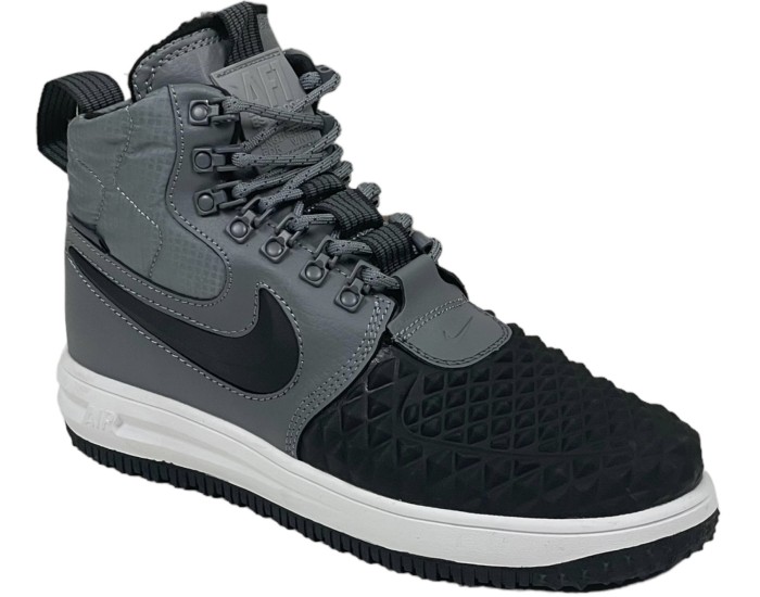 Nike Lunar Force 1 Duckboot Black Grey с мехом