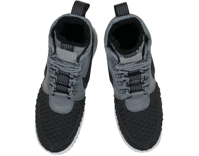 Nike Lunar Force 1 Duckboot Black Grey с мехом