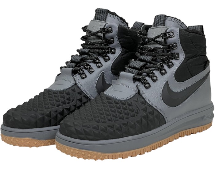 Nike Lunar Force 1 Duckboot Grey Black с мехом