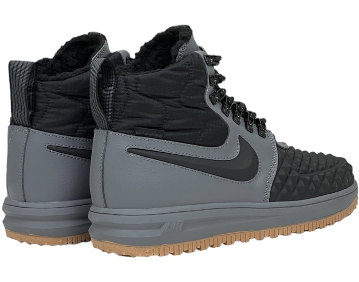 Nike Lunar Force 1 Duckboot Grey Black с мехом