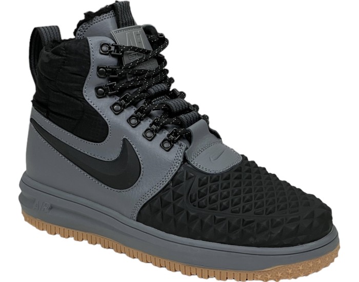 Nike Lunar Force 1 Duckboot Grey Black с мехом