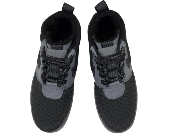 Nike Lunar Force 1 Duckboot Grey Black с мехом