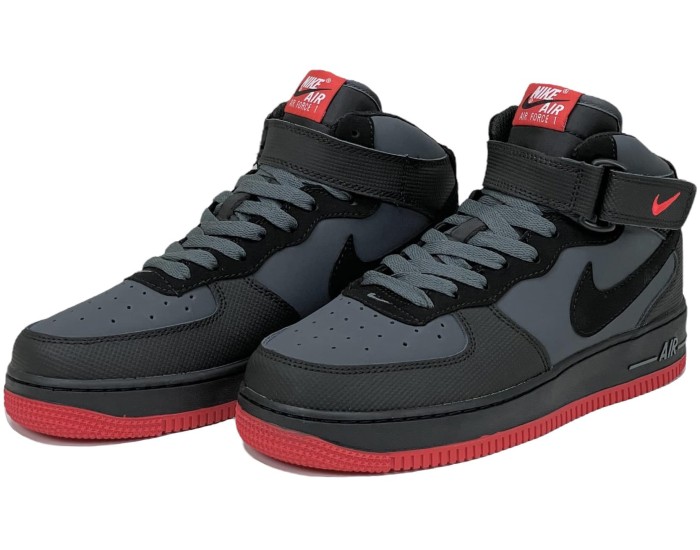 Nike Air Force 1 Mid 07 Dark Grey Black Bright Crimson