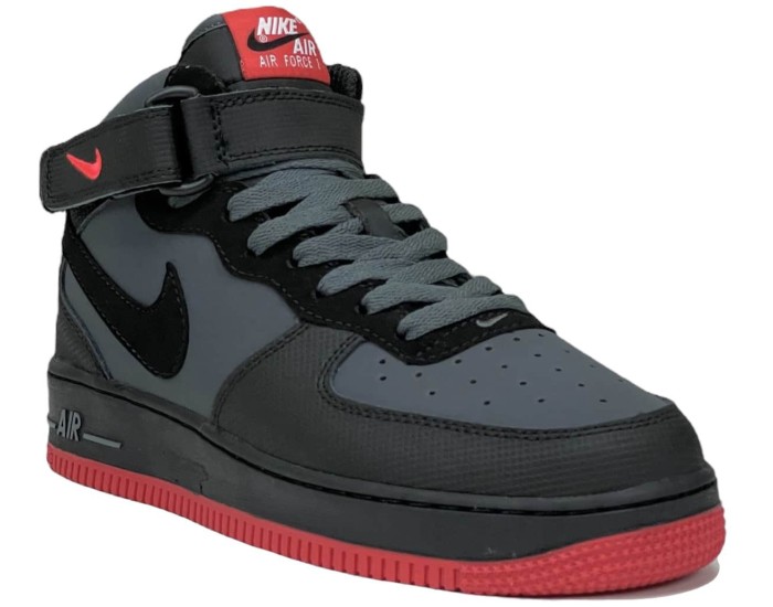 Nike Air Force 1 Mid 07 Dark Grey Black Bright Crimson