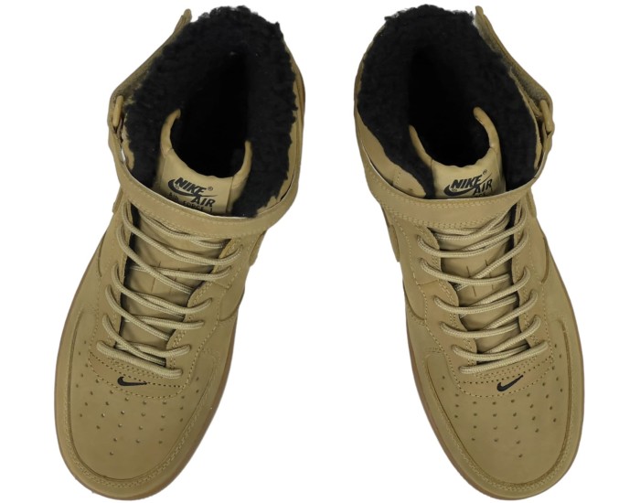 Nike Air Force 1 Mid Flax бежевые с мехом