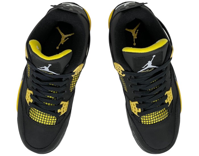 Nike Air Jordan 4 Retro Thunder черные с желтым