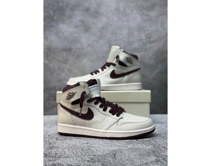 Nike Air Jordan 1 Mid Sail and Burgundy