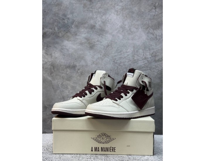 Nike Air Jordan 1 Mid Sail and Burgundy