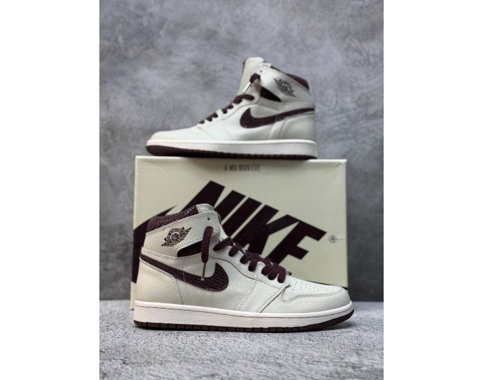 Nike Air Jordan 1 Mid Sail and Burgundy