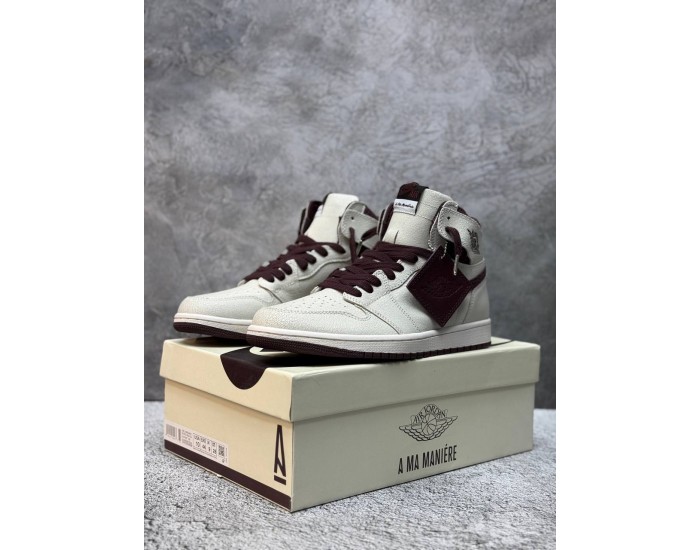 Nike Air Jordan 1 Mid Sail and Burgundy