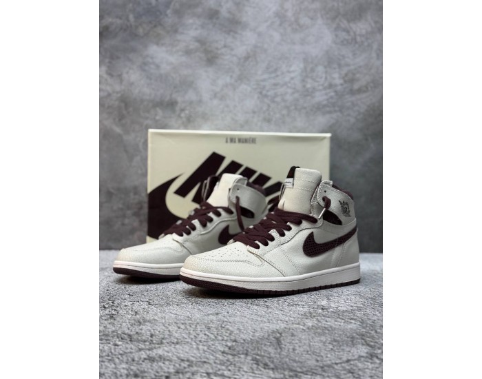 Nike Air Jordan 1 Mid Sail and Burgundy