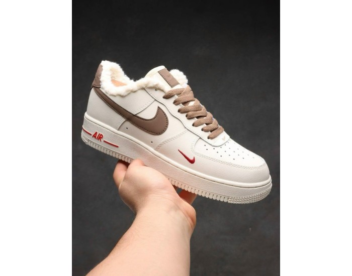 Nike Air Force 1 Low Beige/Brown с мехом
