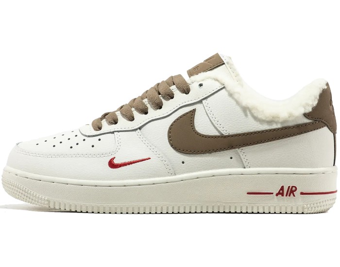 Nike Air Force 1 Low Beige/Brown с мехом