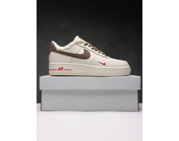 Nike Air Force 1 Low Beige/Brown с мехом