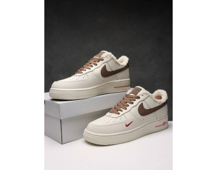 Nike Air Force 1 Low Beige/Brown с мехом
