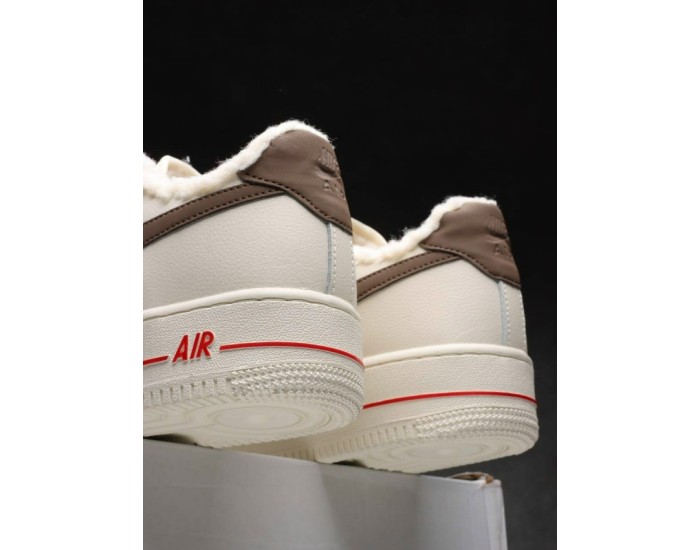 Nike Air Force 1 Low Beige/Brown с мехом