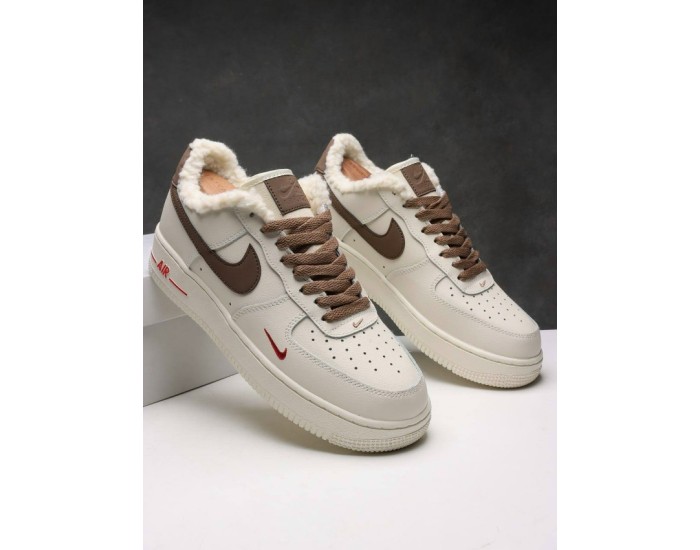 Nike Air Force 1 Low Beige/Brown с мехом