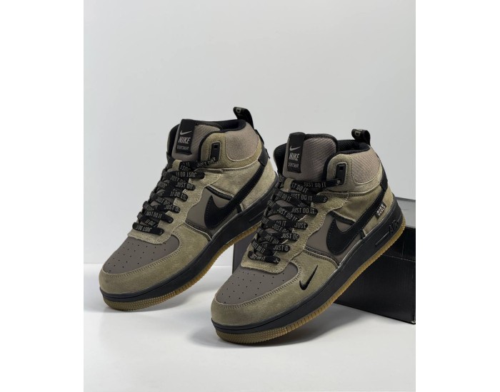 Nike Air Force 1 Mid Green Black Зимние