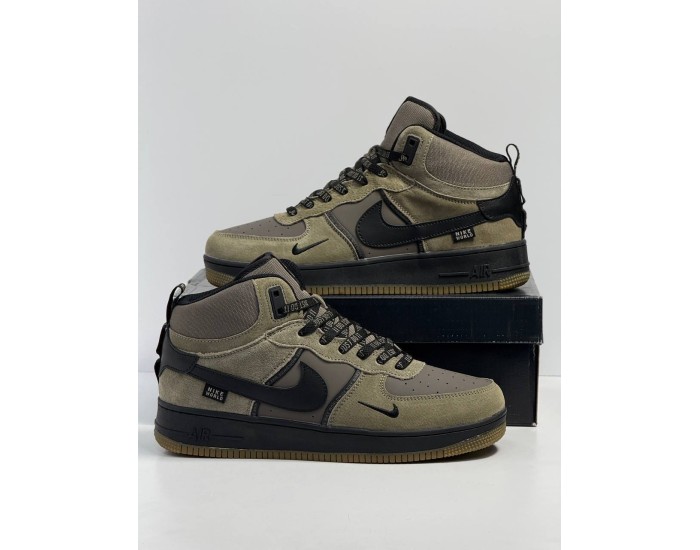Nike Air Force 1 Mid Green Black Зимние