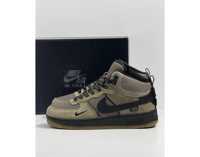 Nike Air Force 1 Mid Green Black Зимние