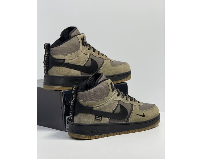 Nike Air Force 1 Mid Green Black Зимние