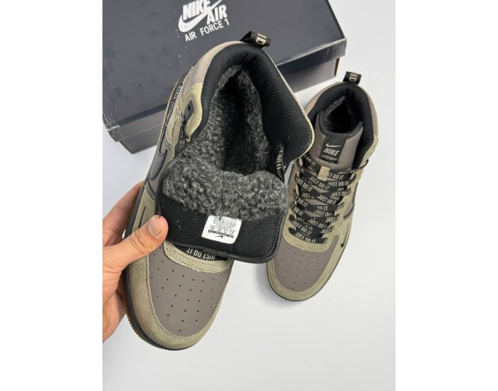 Nike Air Force 1 Mid Green Black Зимние