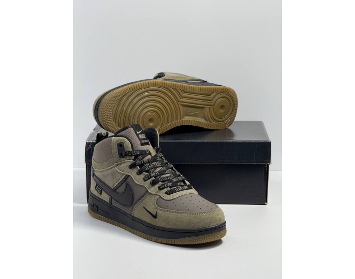Nike Air Force 1 Mid Green Black Зимние