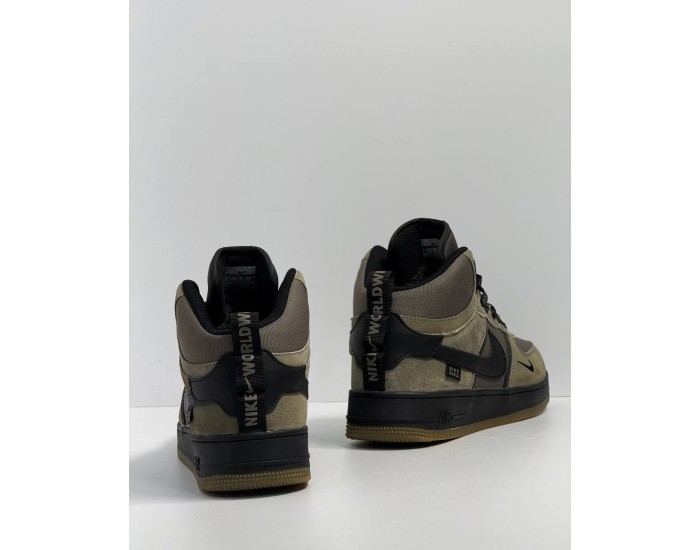 Nike Air Force 1 Mid Green Black Зимние