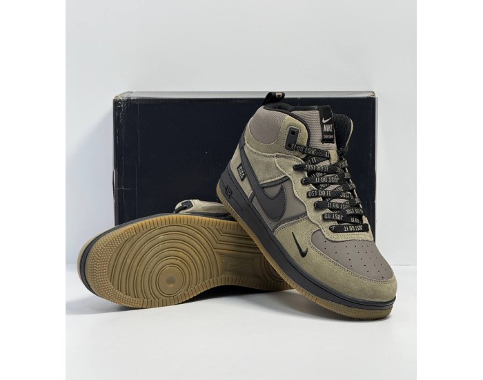 Nike Air Force 1 Mid Green Black Зимние