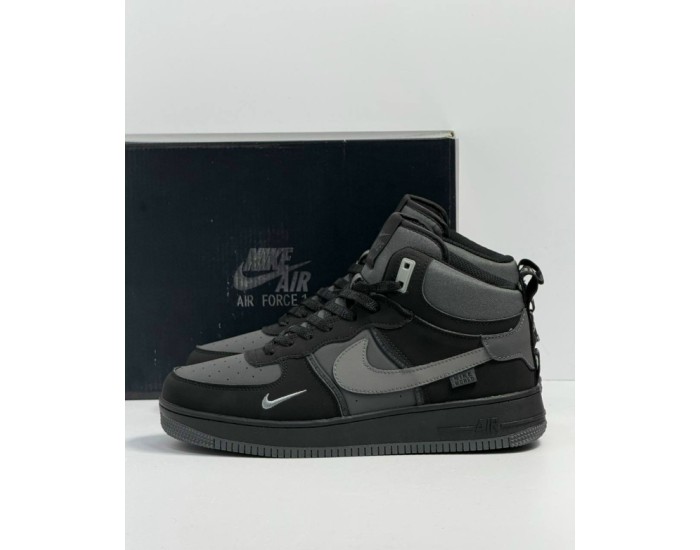 Nike Air Force 1 Mid Grey Black  Зимние