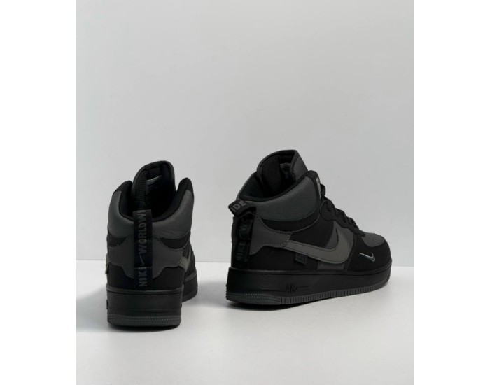 Nike Air Force 1 Mid Grey Black  Зимние
