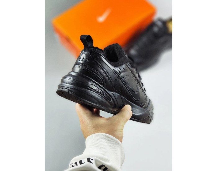 Nike Air Monarch Black Зимние С Мехом