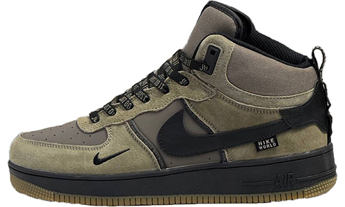 Nike Air Force 1 Mid Green Black Зимние