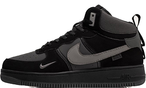 Nike Air Force 1 Mid Grey Black  Зимние