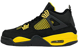 купить Nike Air Jordan 4 Retro Thunder черные с желтым Nike Air Jordan 4 Retro Thunder черные с желтым